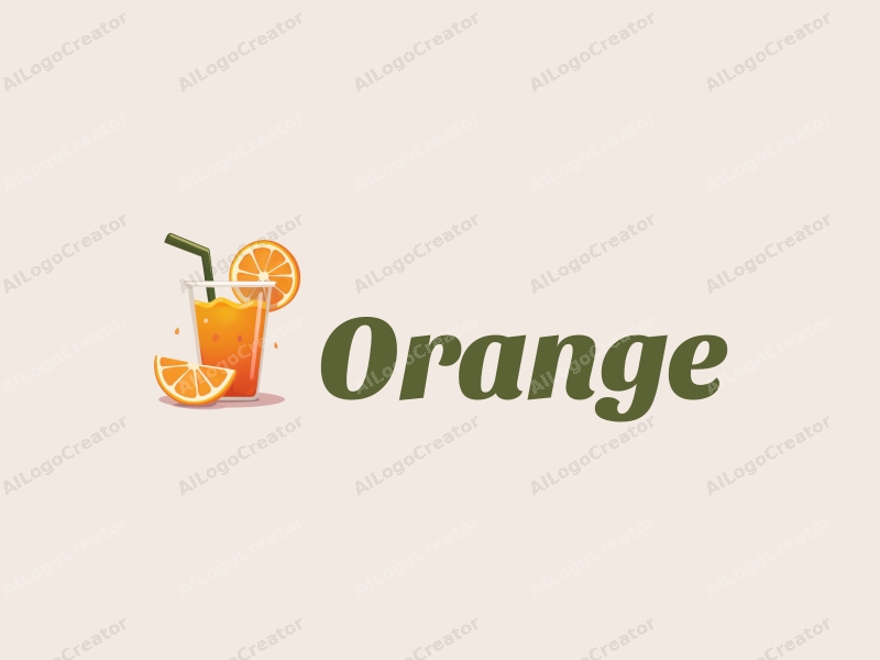 playful design features a vibrant orange, a stylized juice cup, and a slice of orange, combined with a clean background.