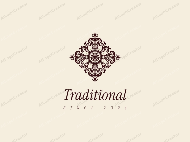 vintage design features traditional scrolls and seals, incorporating classic elements with a harmonious composition, set against a clean background.