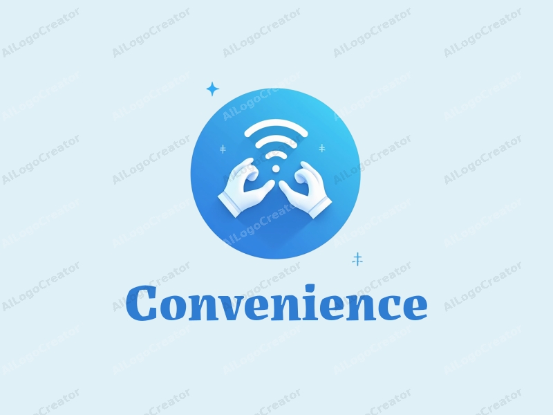 modern design features elements of convenience and practicality, a stylized representation of service and connection, combined with a clean blue background.