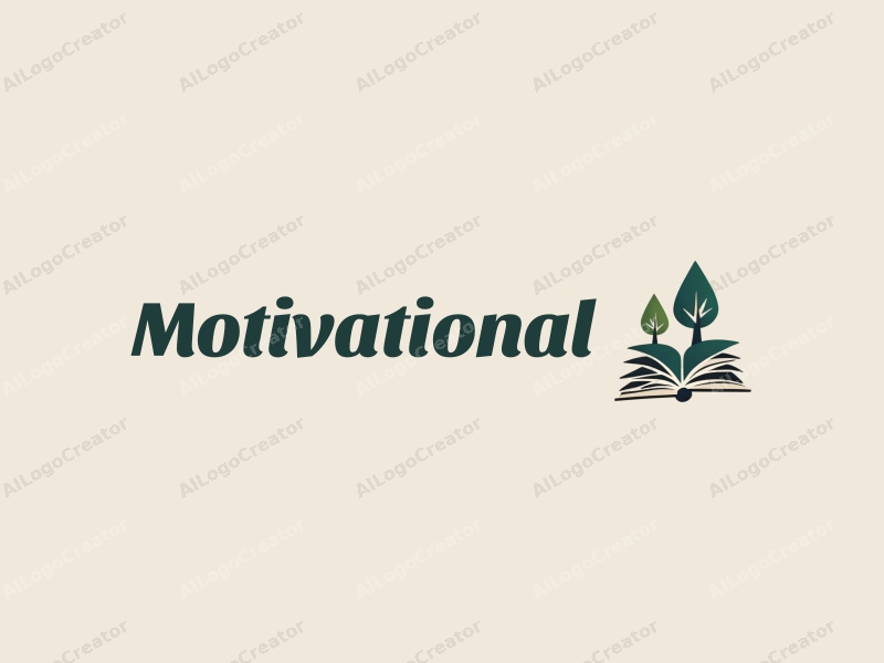 a modern design featuring stylized books and trees, symbolizing growth and knowledge, combined with a motivational theme, set against a clean background.