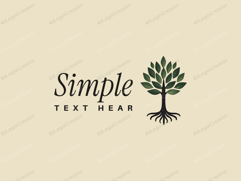 minimalist design features a stylized tree with visible roots, utilizing a clean background and a harmonious composition.