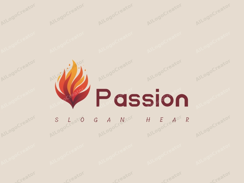 playful design features vibrant red petals intertwined with stylized flames, symbolizing passion and enthusiasm, combined with a clean background.