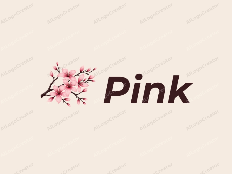 minimalist design features delicate cherry blossoms with soft pink petals and flowing ribbons, combined with a clean background for a fresh and elegant look.