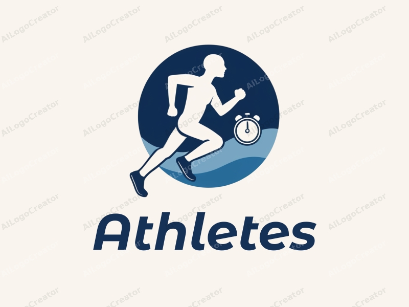 modern design features a stylized runner in motion, a stopwatch integrated into the composition, combined with a clean background.