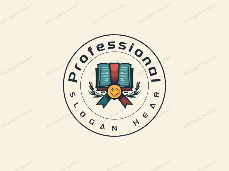 modern design features stylized books and medals, representing professionalism and certification, combined with a clean background.