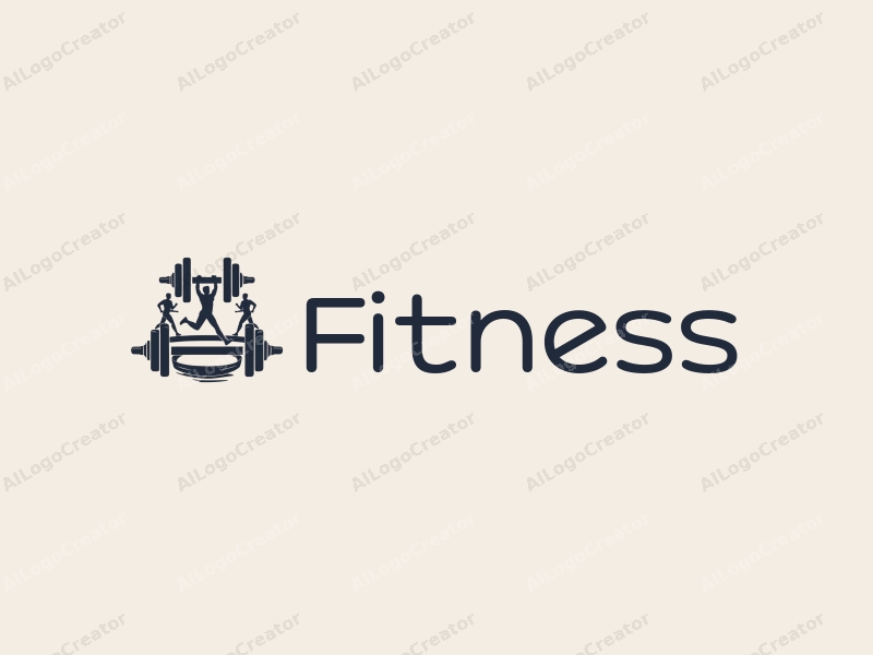 modern design features stylized dumbbells and running figures, combined with a clean background and a harmonious layout.