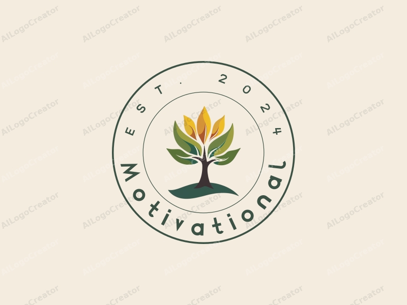 a modern design featuring a stylized tree with sunlight filtering through its leaves, symbolizing growth and encouragement, combined with a clean background that evokes a sense of calm and inspiration.