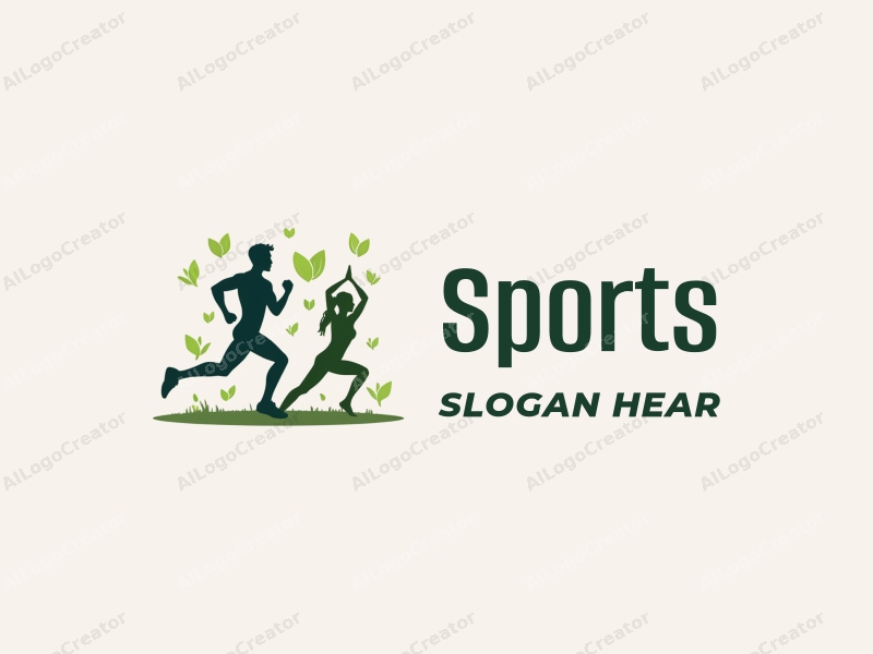 a modern design featuring dynamic silhouettes of a runner and a person in a yoga pose, combined with green elements representing health and vitality, set against a clean and simple background.