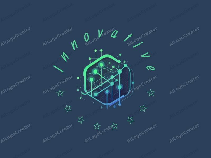 modern design features innovative and futuristic elements, a stylized network graphic, and a clean background combined with blue and green color schemes.