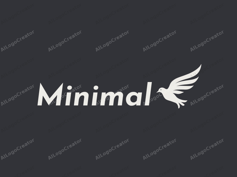 minimalist design features a stylized bird silhouette, incorporating elements of technology, with a clean background and a harmonious blend of white, black, and gray colors.