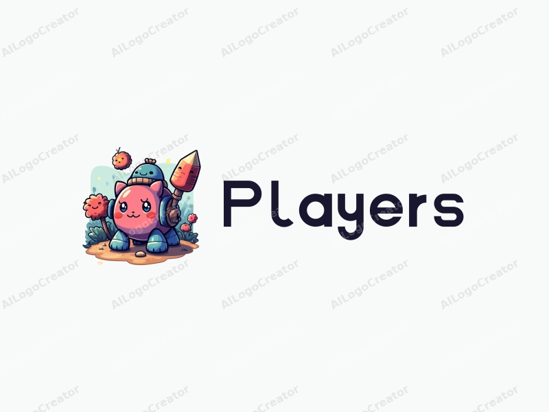 playful design features pixel art characters, a vibrant array of colors, and game props, combined with a clean background.