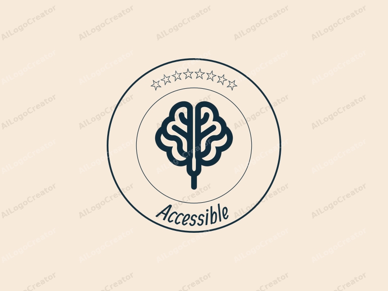 modern design features accessibility elements, an inclusive design approach, a stylized electronic brain, and modern architectural shapes combined with a clean background.