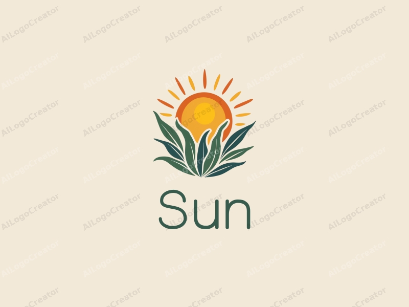 playful design features a stylized sun with rays, vibrant sunlight filtering through playful leaves, combined with a clean background.