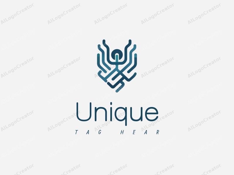 a modern minimalist design featuring a stylized mouse intertwined with circuit patterns, using a blue and gray color palette, combined with a clean background for a sleek and innovative look.