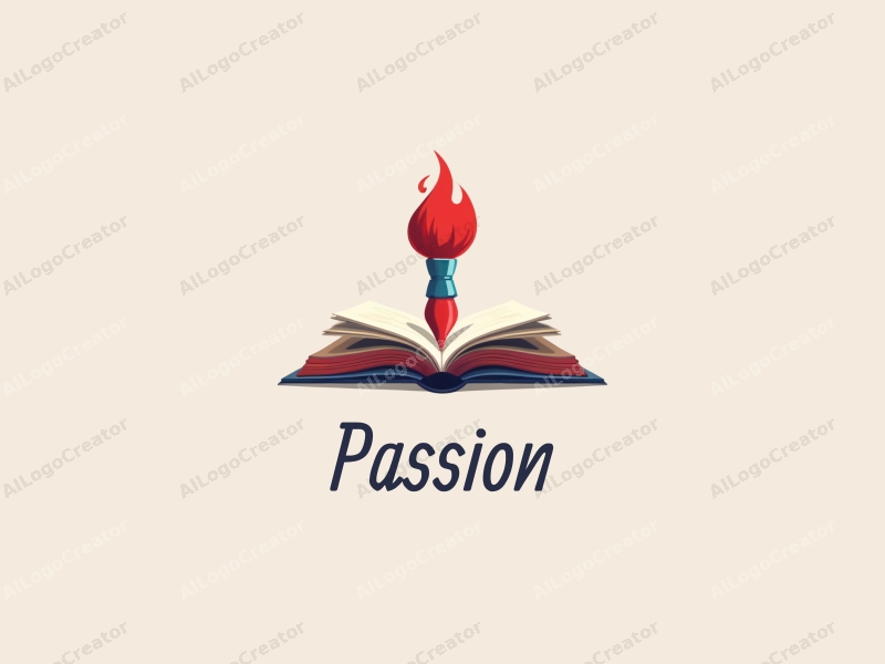 playful design features a vibrant red paintbrush and an open book, symbolizing passion and enthusiasm for art and education, combined with a clean background.