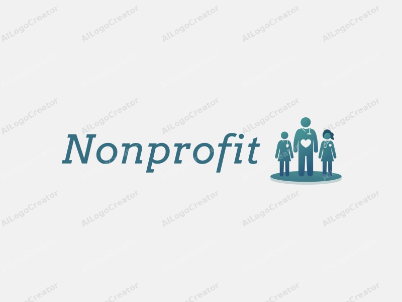 a modern minimalist design featuring stylized figures of volunteers and nurses, symbolizing care and charity, combined with a clean background in blue and green tones.