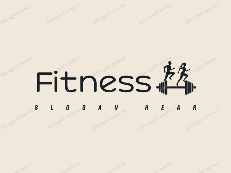 modern design features stylized dumbbells and running figures, combined with a clean background and a harmonious layout.