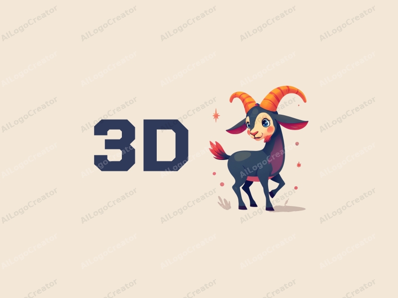 a modern design featuring a colorful 3D goat in a dynamic pose, incorporating animation elements, with a clean and simple background.