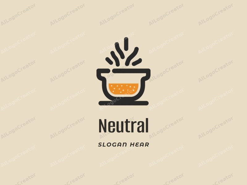 minimalist design features a stylized pot with balanced ingredients, incorporating neutral tones and a clean background.