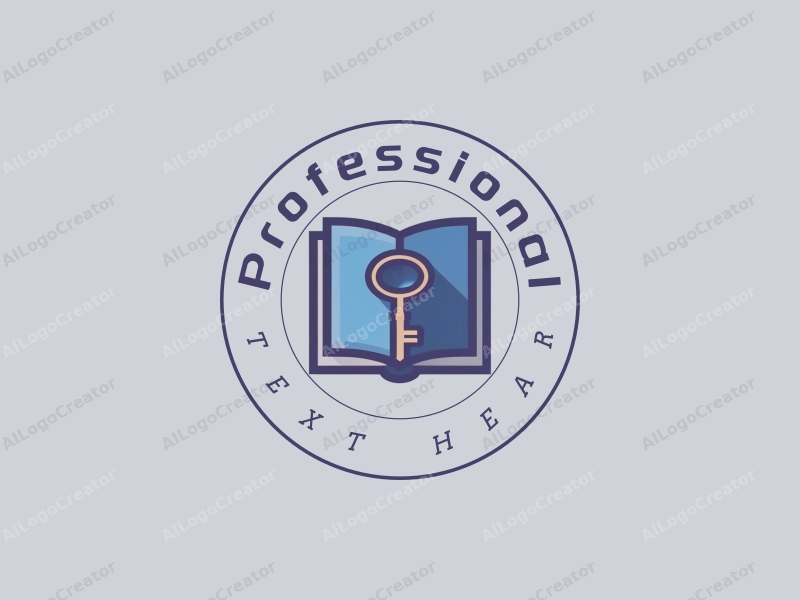 modern design features a stylized book and a key, representing professionalism and certification, combined with a clean background in blue and gray tones.