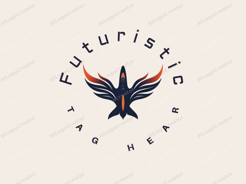 a futuristic design featuring sleek aircraft shapes and stylized bird wings, combined with a clean background and a focus on innovation.