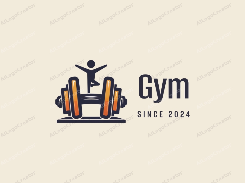 modern design features stylized dumbbells and yoga mats, combined with active individuals in a clean background, emphasizing fitness and movement.