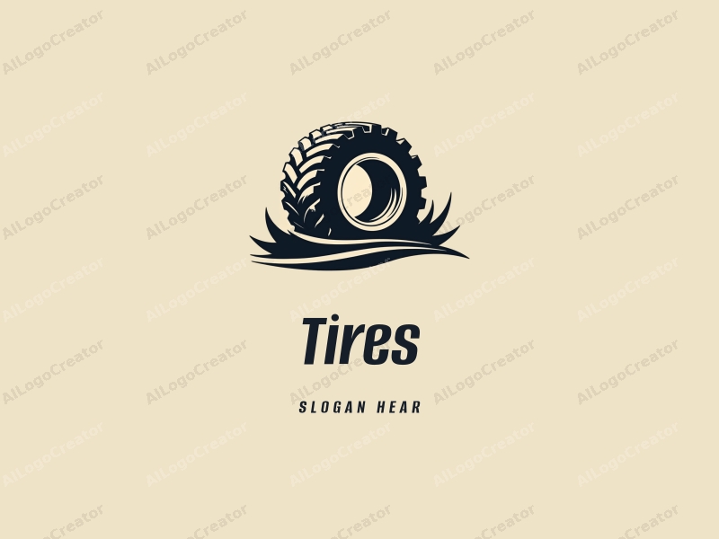 a modern industrial design featuring a stylized tire and car silhouette, incorporating elements of impact, combined with a clean background.