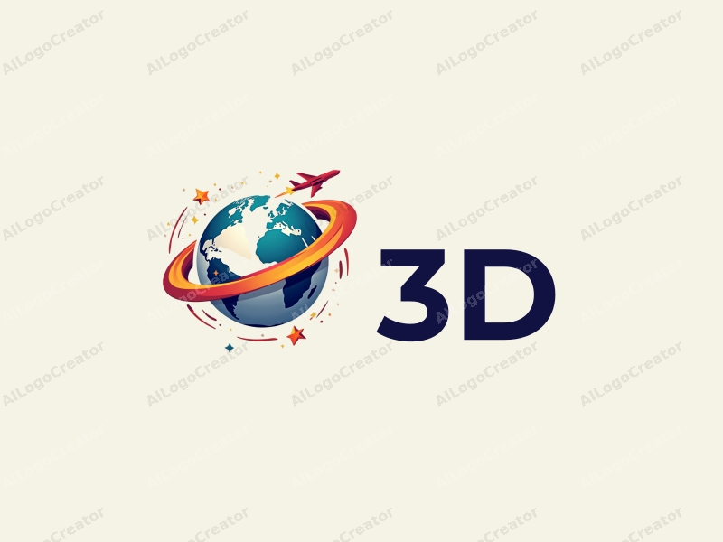 modern design features a colorful 3D globe with dynamic flying elements, incorporating a sense of movement and energy against a clean background.