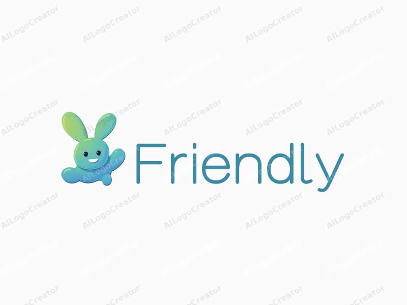 playful design features a friendly rabbit in a jumping pose, combined with blue and green colors, creating a vibrant and inviting atmosphere.