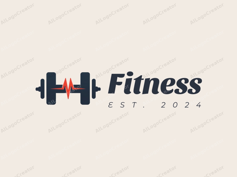 modern design features stylized dumbbells and heart rate symbols, combined with a clean background and a focus on fitness themes.