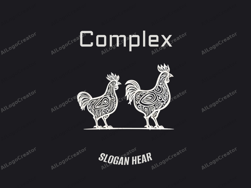 modern design features intricate representations of a pig and a chicken, combined with a clean black background for a sophisticated look.