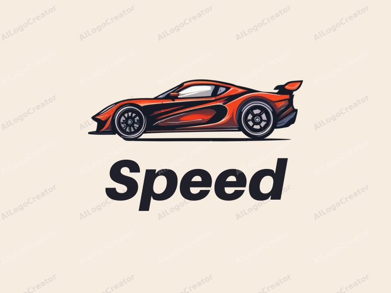 a modern design featuring dynamic lines representing speed, a stylized racing car silhouette, and an abstract engine shape, combined with a clean background.