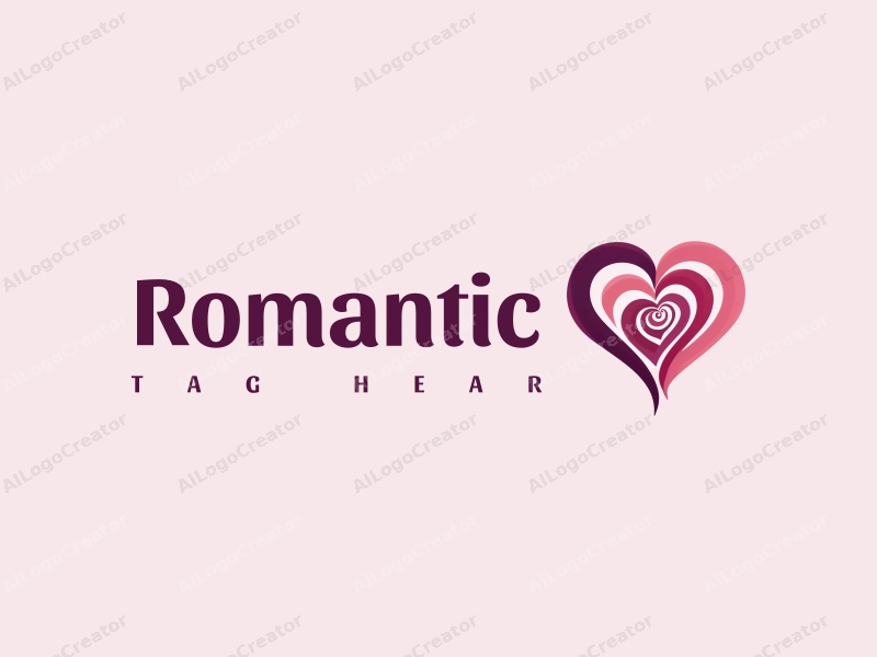 playful design features a heart shape intertwined with a rose, using pink and purple colors, combined with a clean background.