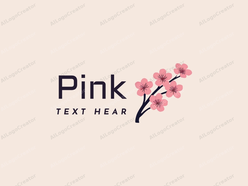 minimalist design features delicate cherry blossoms with soft pink petals and flowing curves, combined with a clean background.