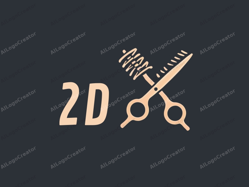 modern design features stylized scissors and coils, combined with a minimalist approach and a clean background.