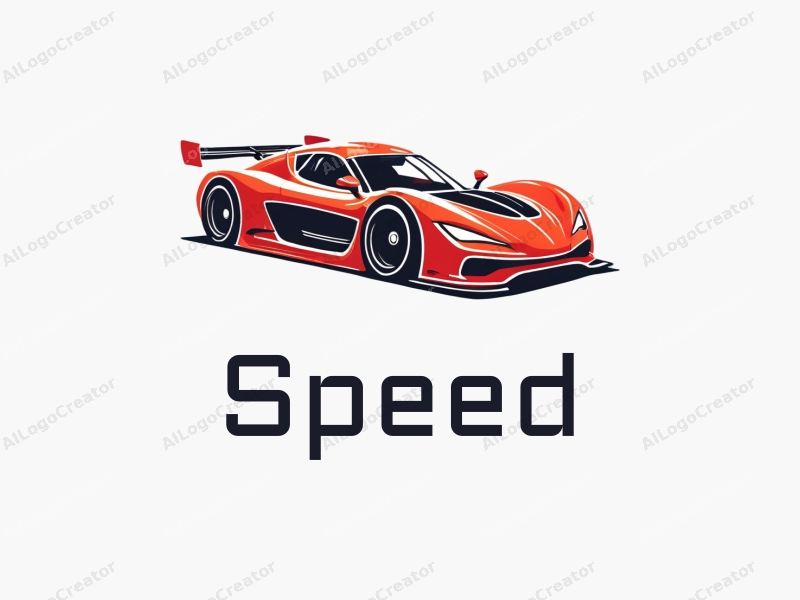 a modern design featuring dynamic lines representing speed, a stylized racing car silhouette, and an abstract engine shape, combined with a clean background.