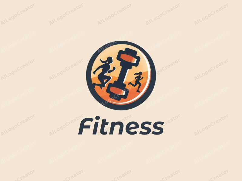 modern design features stylized dumbbells and running figures, combined with a clean background and a harmonious layout.