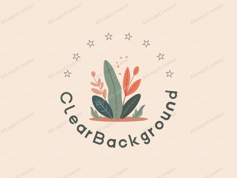 minimalist design features a clear background with stylized cartoon plants, utilizing a transparent color palette for a clean and simple aesthetic.