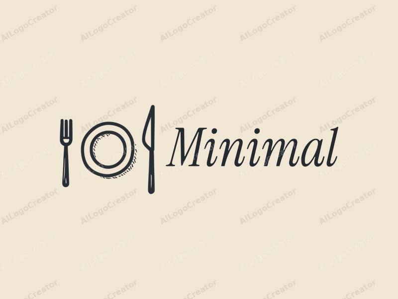 minimalist design features elegant tableware, a stylized dining table with a fork and knife, and a clean tablecloth design approach combined with a simple background.