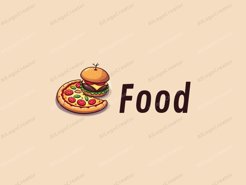 a modern design featuring a vibrant and colorful representation of a pizza and a burger, combined with a clean background and a harmonious layout.