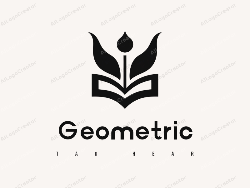 geometric design features a combination of square and circular shapes, incorporating elements of a Bible and a book, with a black and white color scheme, creating a clean and harmonious composition.