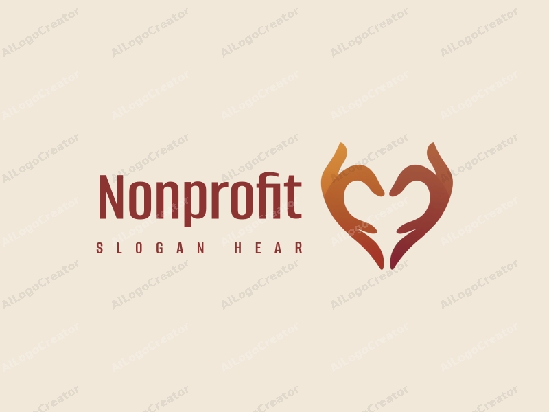 modern design features stylized hands forming a heart shape, representing charity and volunteerism, combined with a clean background.