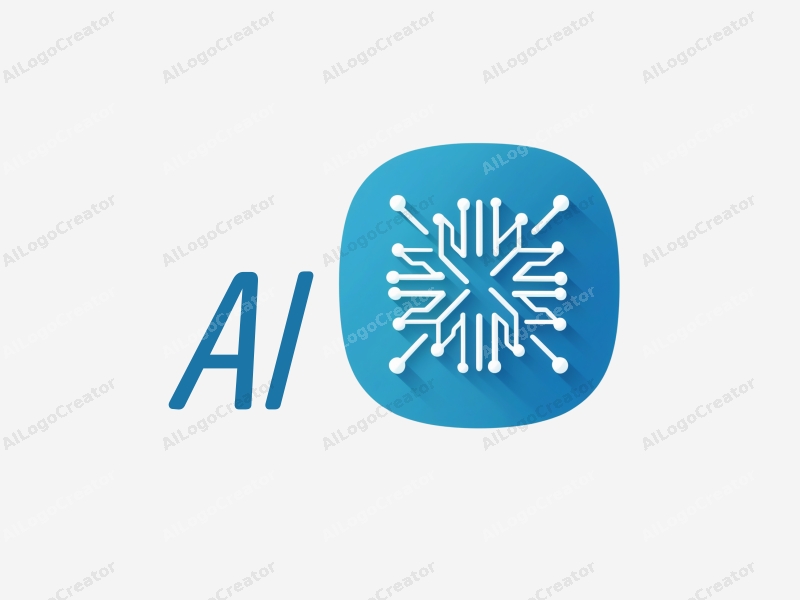 a modern design featuring elements of intelligence and algorithms intertwined with circuit patterns and data streams, combined with a clean blue background.