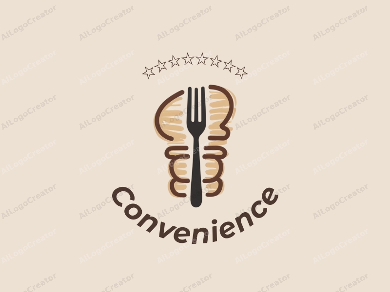 modern design features a stylized cake and fork, emphasizing convenience and practicality, combined with a clean background.