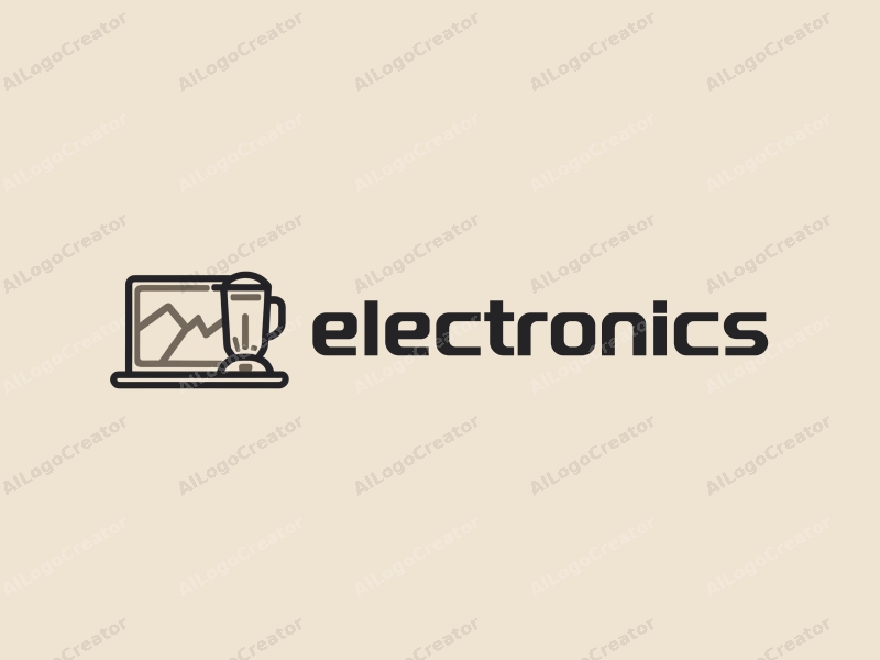 a modern design featuring a sleek electronic device and computer silhouette, combined with a stylized milk and blender element, all presented in a harmonious and clean composition.