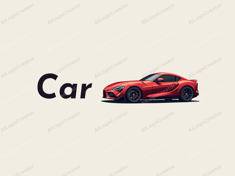 a modern design featuring a sleek red sports car silhouette, combined with a minimalist approach and a clean background.