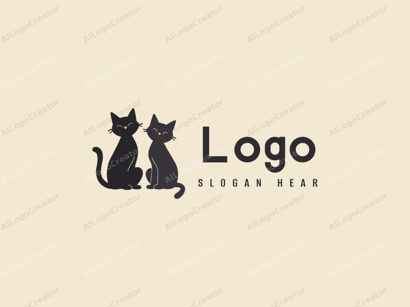 minimalist design features a stylized cat and dog silhouette, combined with a modern design approach and a clean background.