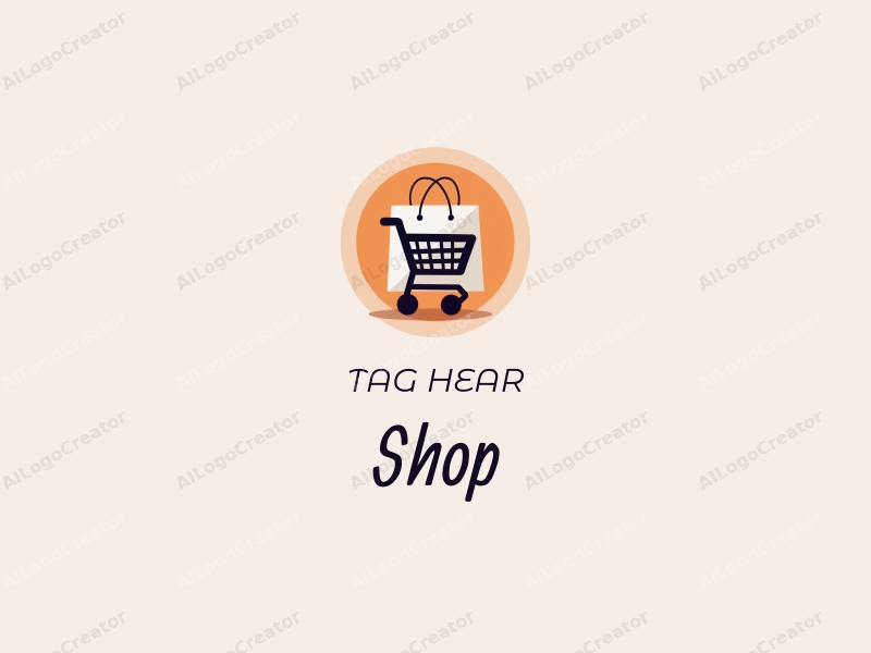 modern design features a stylized shop silhouette, a shopping cart, and a shopping bag, combined with a clean background.