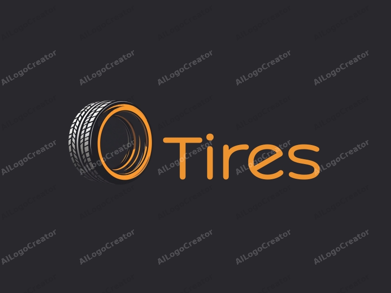 modern design features a stylized tire and car tire silhouette with dynamic outlines, combined with a clean background.