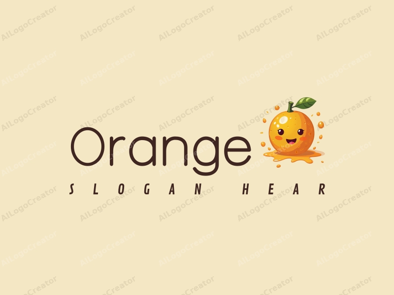 playful design features a stylized orange with a smile, a splash of juice, and a clean background.